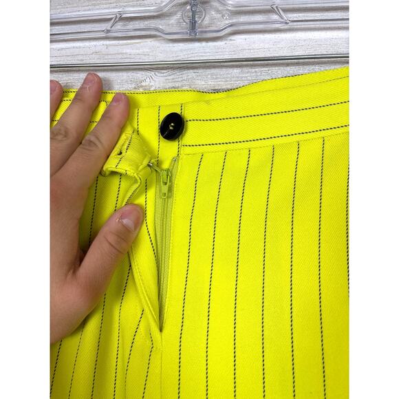 Current Air LA Women’s M Lime Green Pinstripe Wide Leg Low Rise Pants NEW - Picture 3 of 6